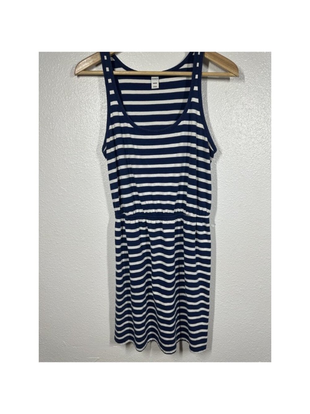 Old Navy Dress Womens Medium Navy White‎ Striped Sleeveless Tank Elastic Waist